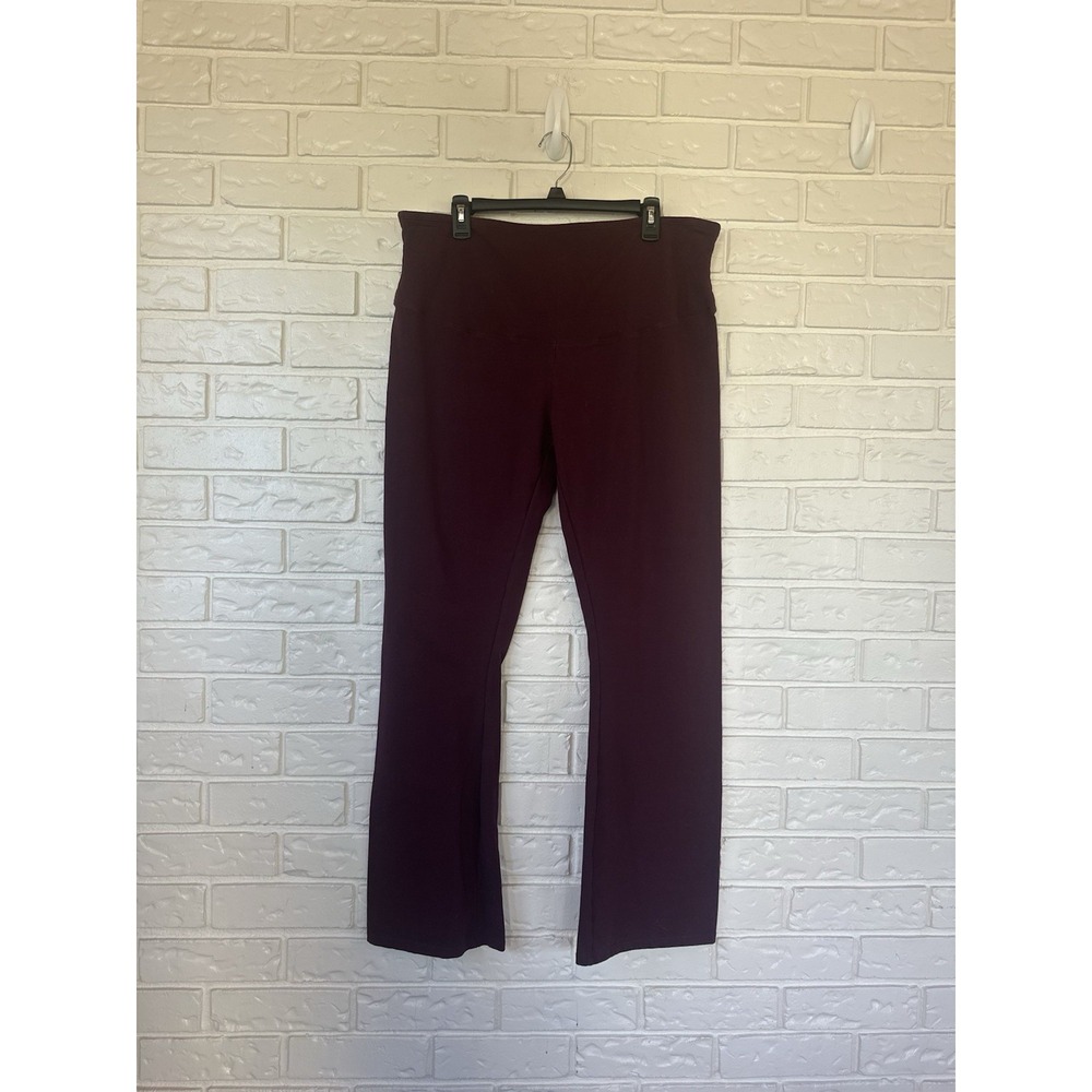 Yummie Leggings Pants 3X Boot Cut Shaping Knit Cotton 31" Inseam Burgundy